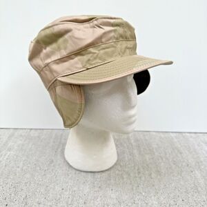 US Military Camouflage Pattern Cap 7 1/8 Desert Class 2 3-Color Ear Flap‎ Equa